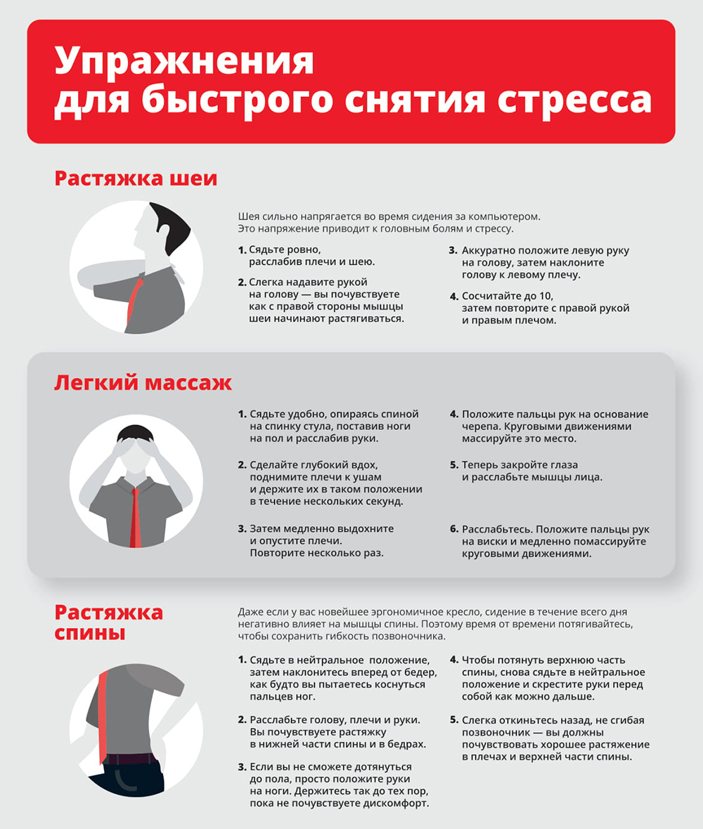 Упражнения для быстрого снятия стресса