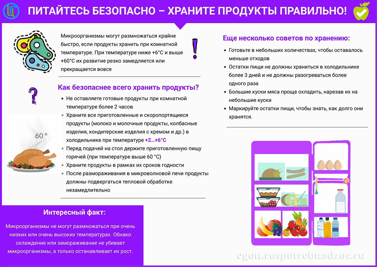 Питайтесь безопасно — храните продукты правильно!
