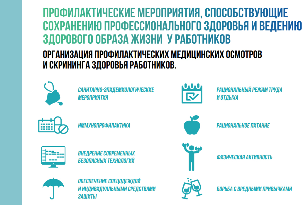 Профилактические мероприятия, способствующие сохранению профессионального здоровья и ведению здорового образа жизни у работников