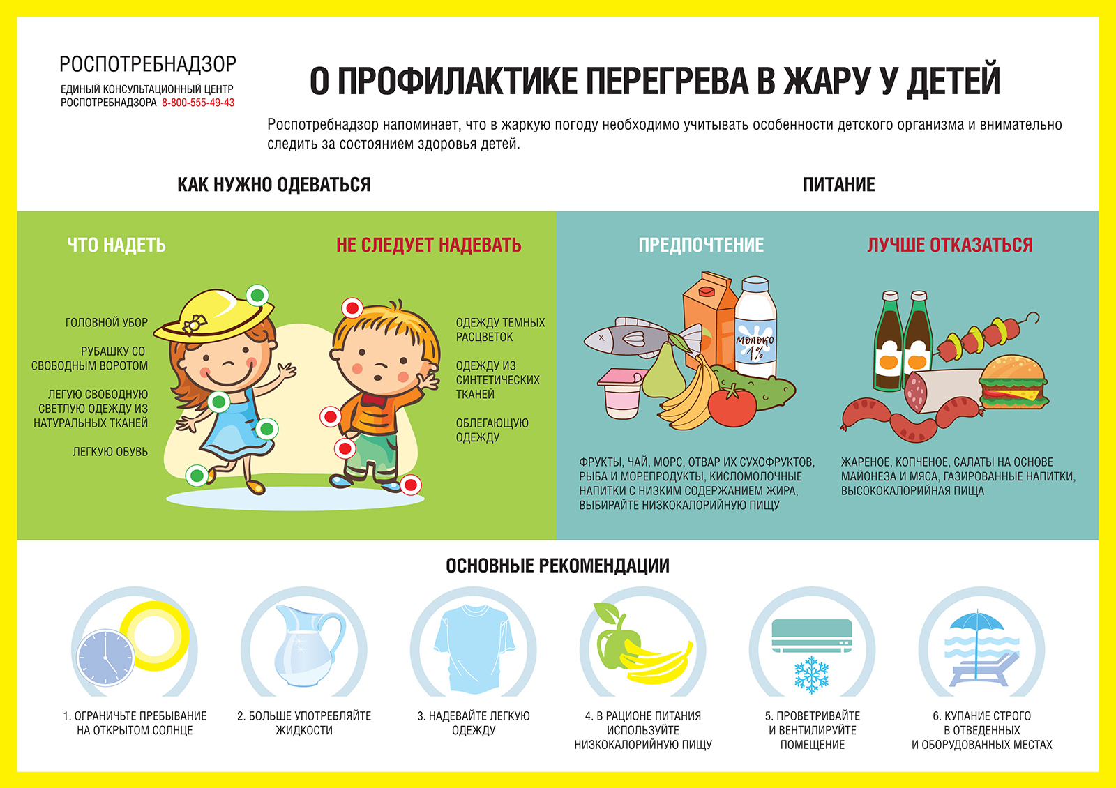 О профилактике перегрева в жару у детей
