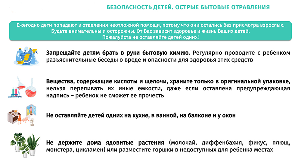 Безопасность детей. Острые бытовые отравления